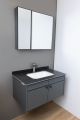 White in Black Bathroom Vanity with White Hand Wash Basin and Storage in High Quality